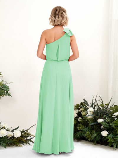 Carlyna A-Linien-Kleid One-Shoulder Bodenlang Brautjungfernkleid Minzgrün #farbe_minzgr-n