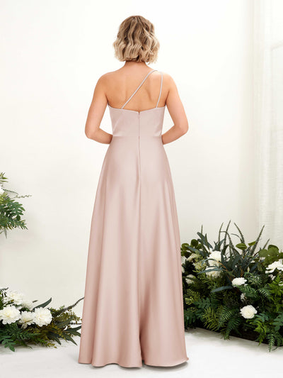 Carlyna A-Linien-Kleid One-Shoulder Bodenlang Brautjungfernkleid Perlrosa #farbe_perlrosa