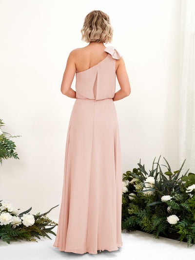 Carlyna A-Linien-Kleid One-Shoulder Bodenlang Brautjungfernkleid Perlrosa #farbe_perlrosa