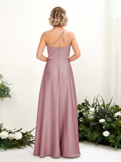 Carlyna A-Linien-Kleid One-Shoulder Bodenlang Brautjungfernkleid Rosenquarz #farbe_rosenquarz