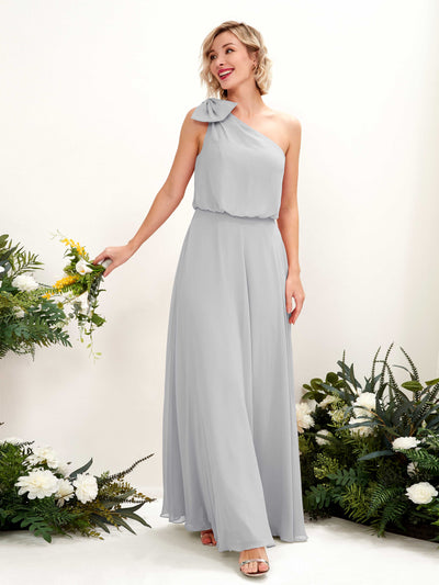 Carlyna A-Linien-Kleid One-Shoulder Bodenlang Brautjungfernkleid Silber #farbe_silber