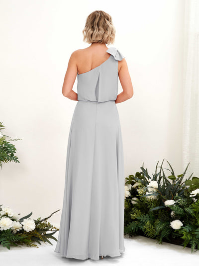 Carlyna A-Linien-Kleid One-Shoulder Bodenlang Brautjungfernkleid Silber #farbe_silber
