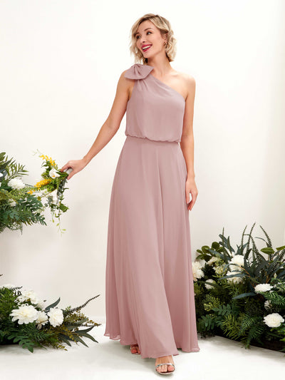 Carlyna A-Linien-Kleid One-Shoulder Bodenlang Brautjungfernkleid Staubige Rose #farbe_staubige-rose