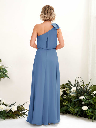 Carlyna A-Linien-Kleid One-Shoulder Bodenlang Brautjungfernkleid Staubiges Blau #farbe_staubiges-blau
