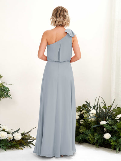 Carlyna A-Linien-Kleid One-Shoulder Bodenlang Brautjungfernkleid Staubiges Blau-Upgrade #farbe_staubiges-blau-upgrade