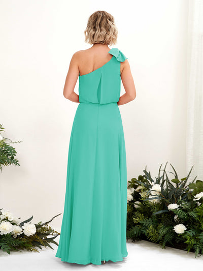 Carlyna A-Linien-Kleid One-Shoulder Bodenlang Brautjungfernkleid Tiffany-Blau #farbe_tiffany-blau