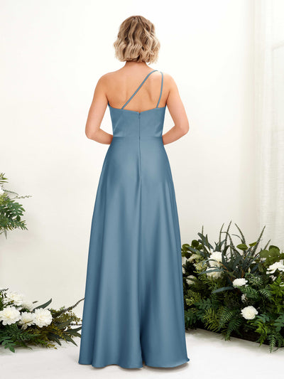Carlyna A-Linien-Kleid One-Shoulder Bodenlang Brautjungfernkleid Tinte Blau #farbe_tinte-blau