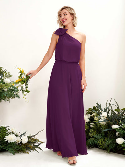 Carlyna A-Linien-Kleid One-Shoulder Bodenlang Brautjungfernkleid Traube #farbe_traube