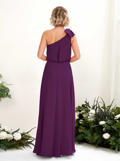 Carlyna A-Linien-Kleid One-Shoulder Bodenlang Brautjungfernkleid Traube #farbe_traube