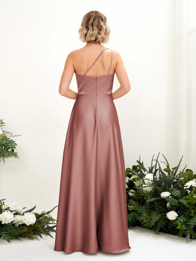 Carlyna A-Linien-Kleid One-Shoulder Bodenlang Brautjungfernkleid Wüstenrose #farbe_w-stenrose