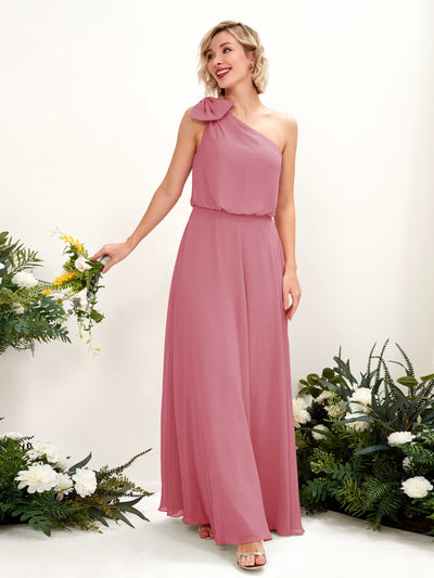 Carlyna A-Linien-Kleid One-Shoulder Bodenlang Brautjungfernkleid Wüstenrose #farbe_w-stenrose