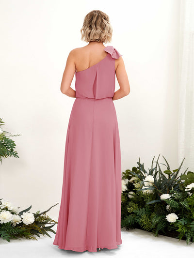 Carlyna A-Linien-Kleid One-Shoulder Bodenlang Brautjungfernkleid Wüstenrose #farbe_w-stenrose