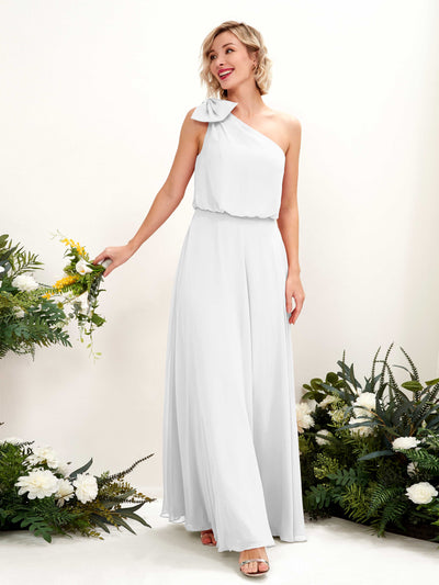 Carlyna A-Linien-Kleid One-Shoulder Bodenlang Brautjungfernkleid Weiß #farbe_wei