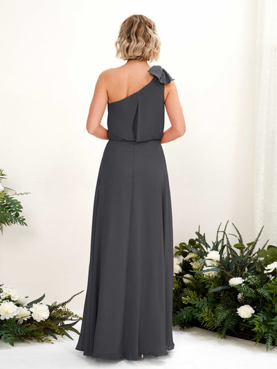 Carlyna A-Linien-Kleid One-Shoulder Bodenlang Brautjungfernkleid Zinnfarben #farbe_zinnfarben