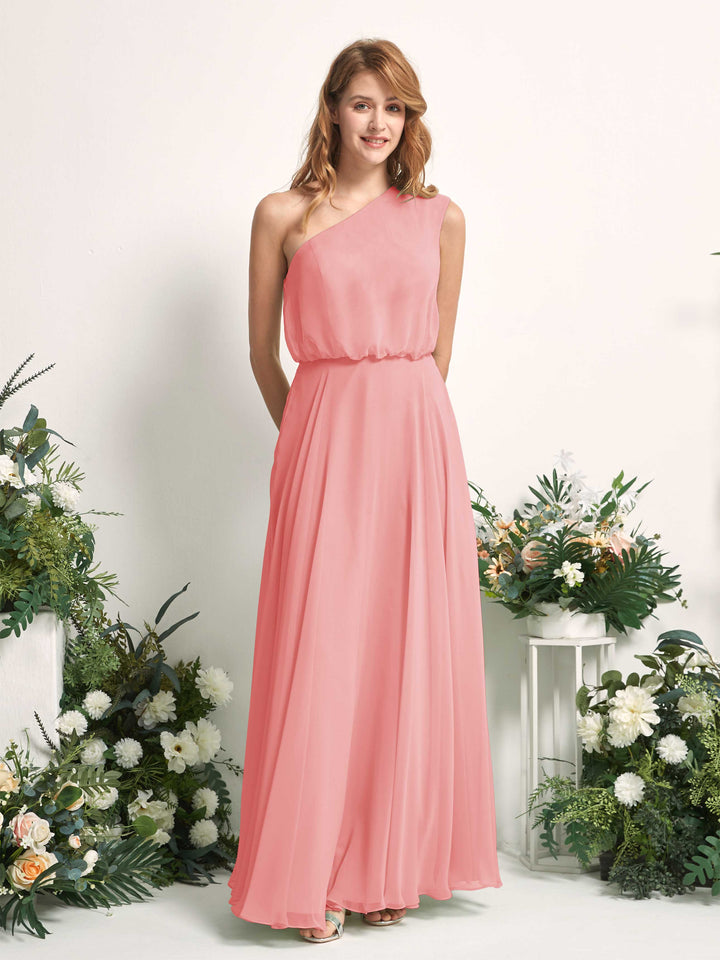 Carlyna A-Linien-Kleid One-Shoulder Bodenlang Brautjungfernkleider Ballettrosa 