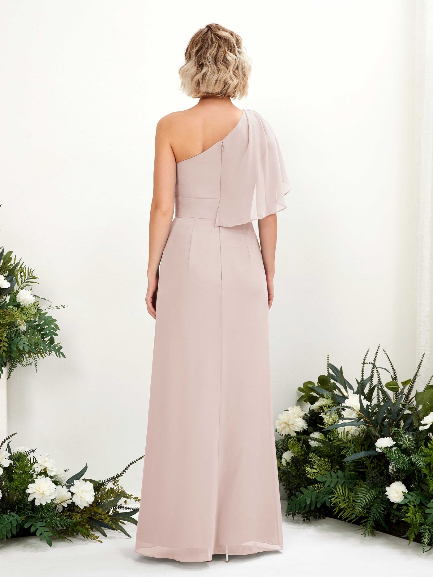 Carlyna A-Linien-Kleid One-Shoulder Bodenlang Brautjungfernkleider Biscotti #farbe_biscotti