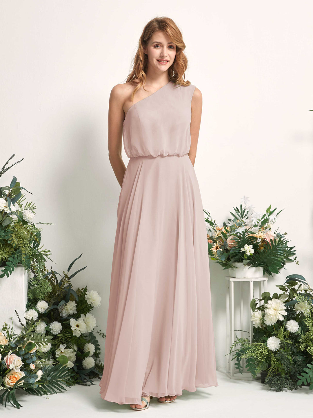 Carlyna A-Linien-Kleid One-Shoulder Bodenlang Brautjungfernkleider Biscotti 