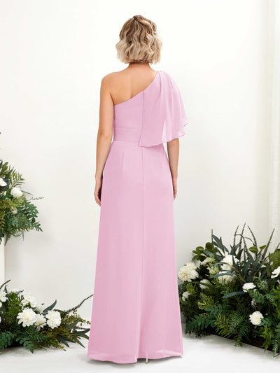 Carlyna A-Linien-Kleid One-Shoulder Bodenlang Brautjungfernkleider Bonbonrosa #farbe_bonbonrosa