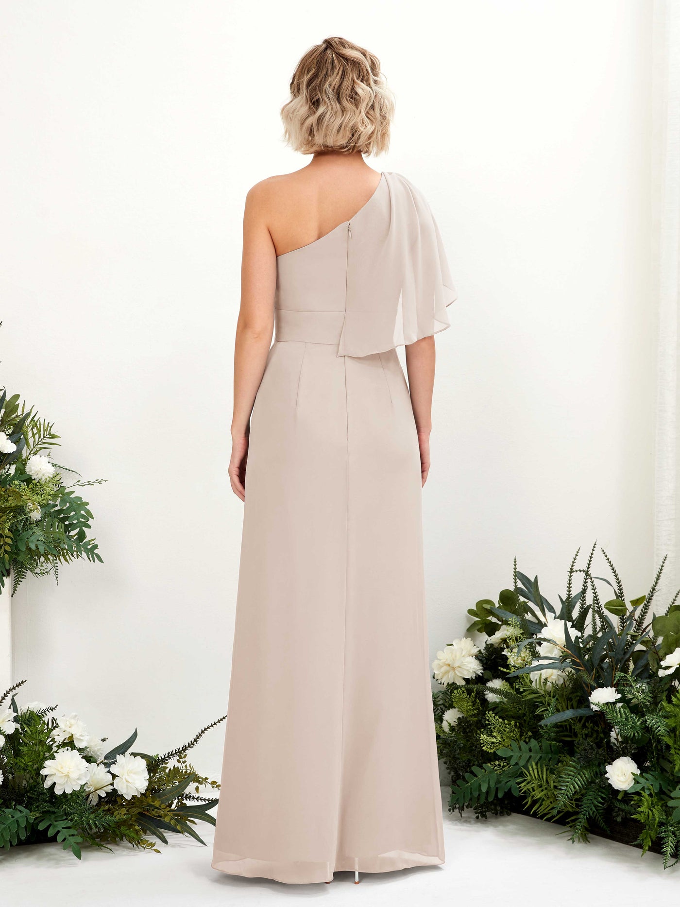 Carlyna A-Linien-Kleid One-Shoulder Bodenlang Brautjungfernkleider Champagner #farbe_champagner