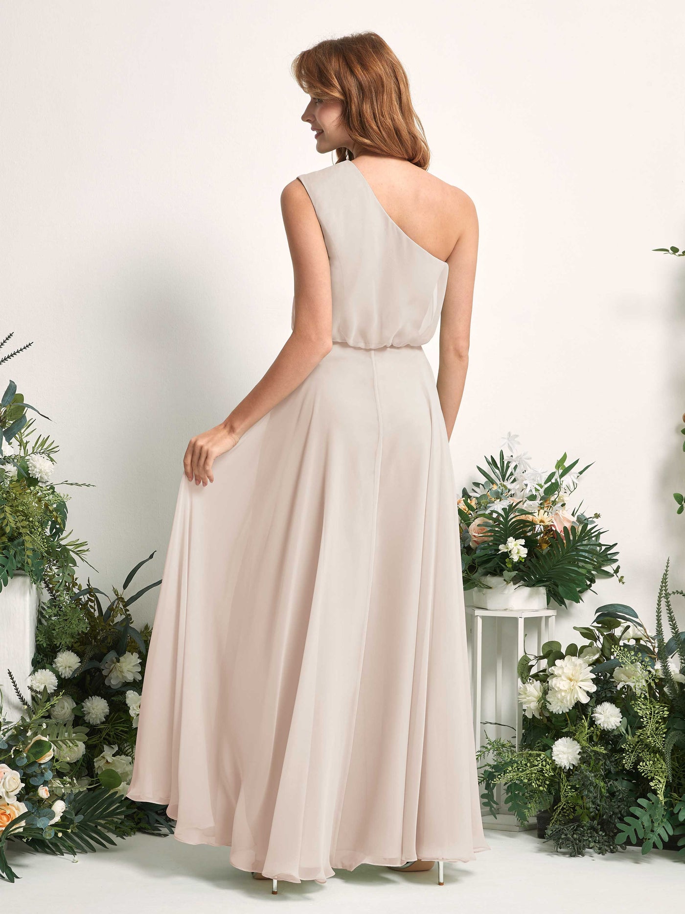 Carlyna A-Linien-Kleid One-Shoulder Bodenlang Brautjungfernkleider Champagner #farbe_champagner
