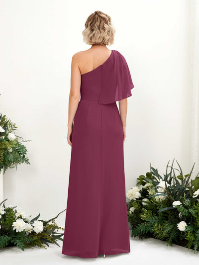 Carlyna A-Linien-Kleid One-Shoulder Bodenlang Brautjungfernkleider Chianti #farbe_chianti
