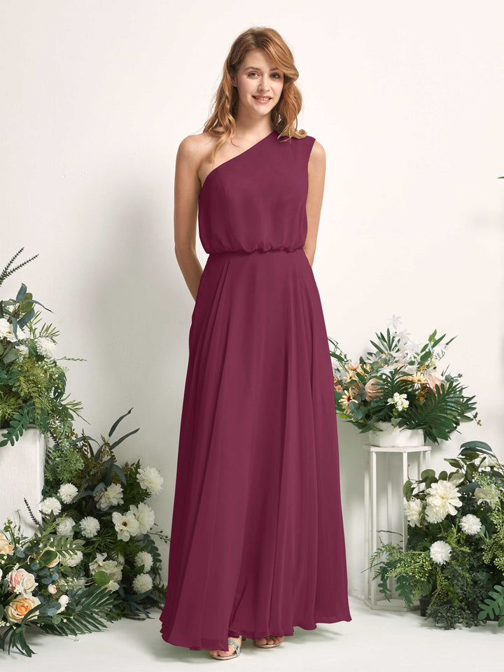 Carlyna A-Linien-Kleid One-Shoulder Bodenlang Brautjungfernkleider Chianti 