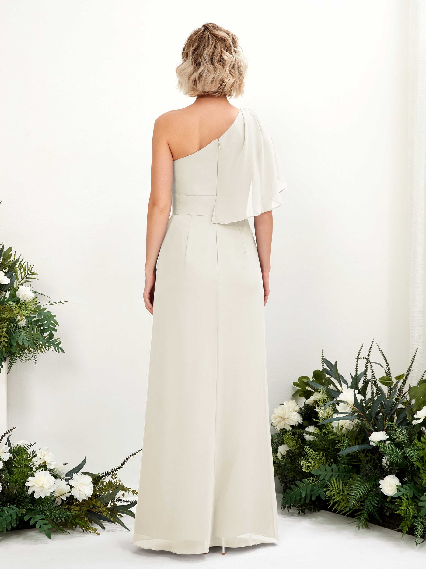 Carlyna A-Linien-Kleid One-Shoulder Bodenlang Brautjungfernkleider Elfenbein #farbe_elfenbein