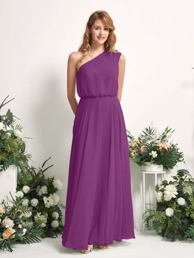 Carlyna A-Linien-Kleid One-Shoulder Bodenlang Brautjungfernkleider Lila #farbe_lila