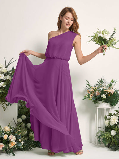 Carlyna A-Linien-Kleid One-Shoulder Bodenlang Brautjungfernkleider Lila #farbe_lila