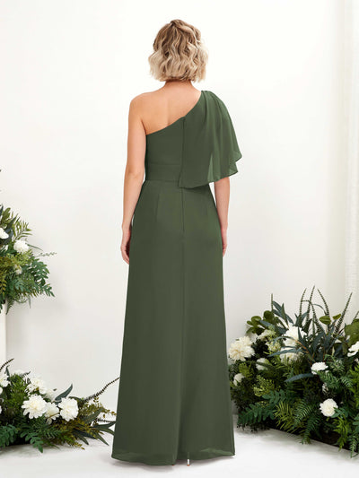 Carlyna A-Linien-Kleid One-Shoulder Bodenlang Brautjungfernkleider Martini-Olive #farbe_martini-olive