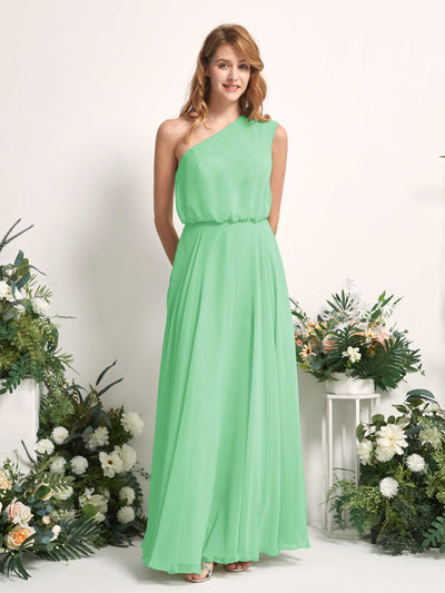 Carlyna A-Linien-Kleid One-Shoulder Bodenlang Brautjungfernkleider Minzgrün #farbe_minzgr-n