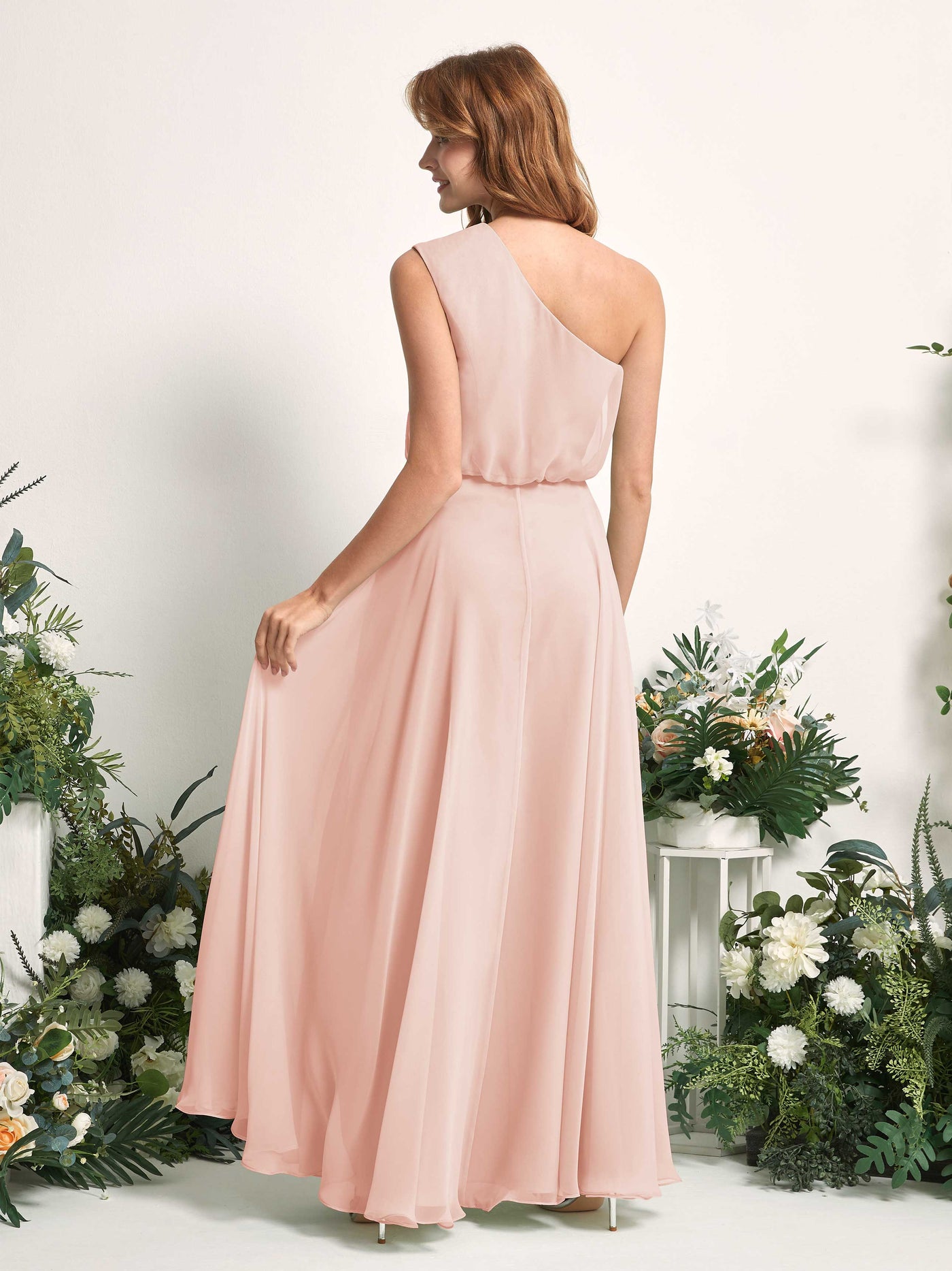 Carlyna A-Linien-Kleid One-Shoulder Bodenlang Brautjungfernkleider Perlrosa #farbe_perlrosa