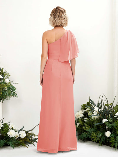 Carlyna A-Linien-Kleid One-Shoulder Bodenlang Brautjungfernkleider Pfirsichrosa #farbe_pfirsichrosa