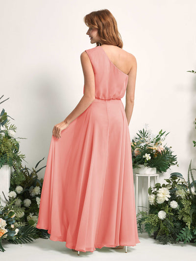 Carlyna A-Linien-Kleid One-Shoulder Bodenlang Brautjungfernkleider Pfirsichrosa #farbe_pfirsichrosa