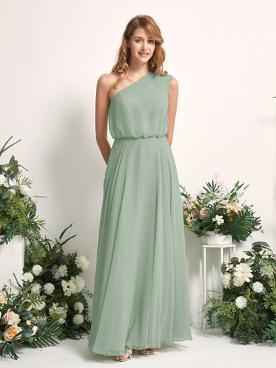 Carlyna A-Linien-Kleid One-Shoulder Bodenlang Brautjungfernkleider Salbeigrün #farbe_salbeigr-n