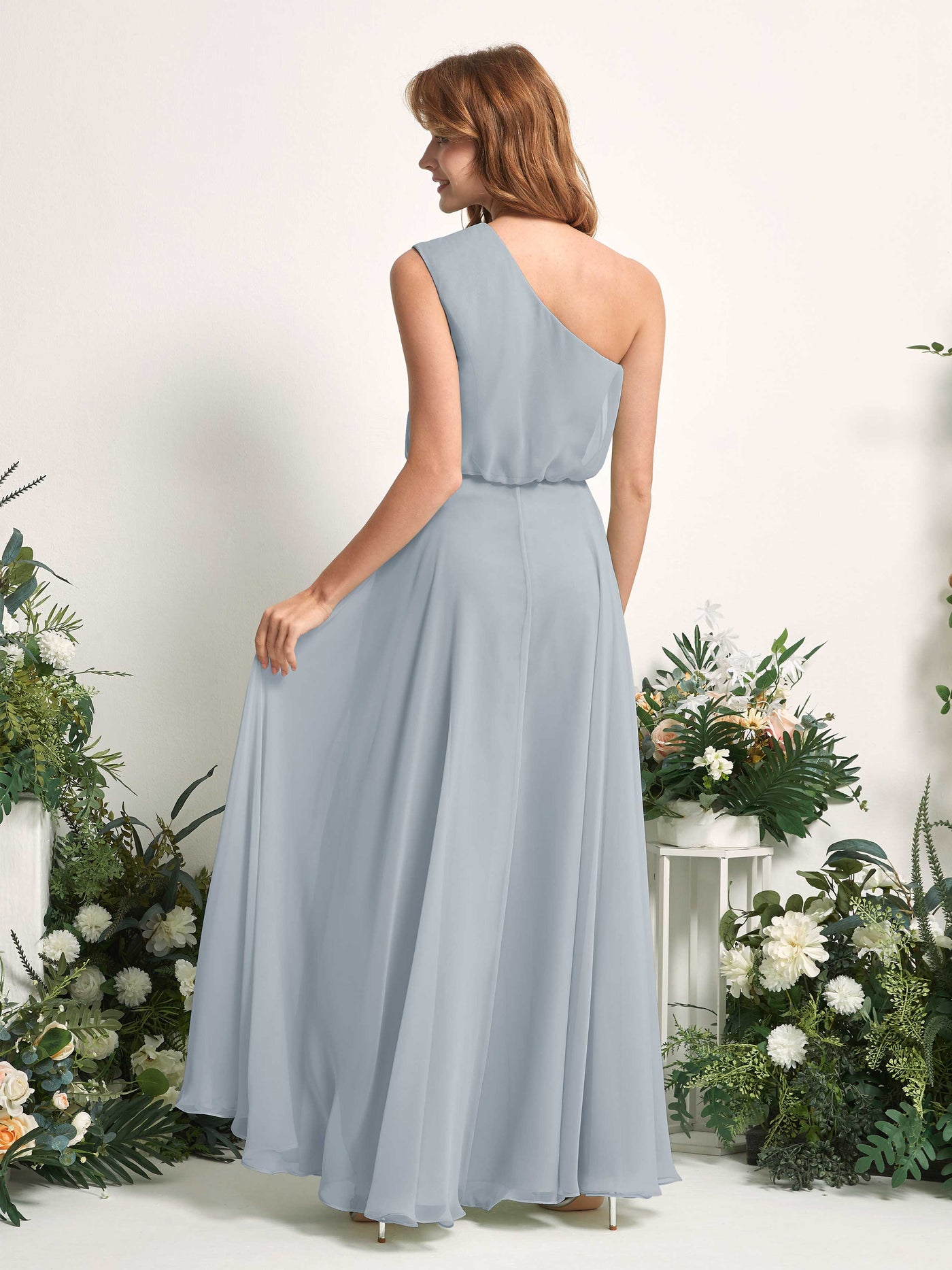 Carlyna A-Linien-Kleid One-Shoulder Bodenlang Brautjungfernkleider Staubiges Blau-Upgrade #farbe_staubiges-blau-upgrade