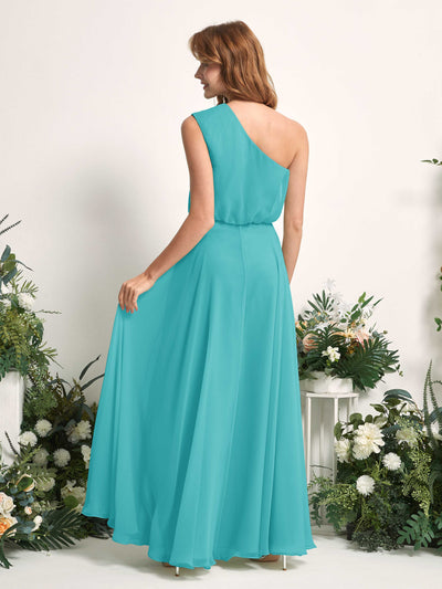 Carlyna A-Linien-Kleid One-Shoulder Bodenlang Brautjungfernkleider Türkis #farbe_t-rkis