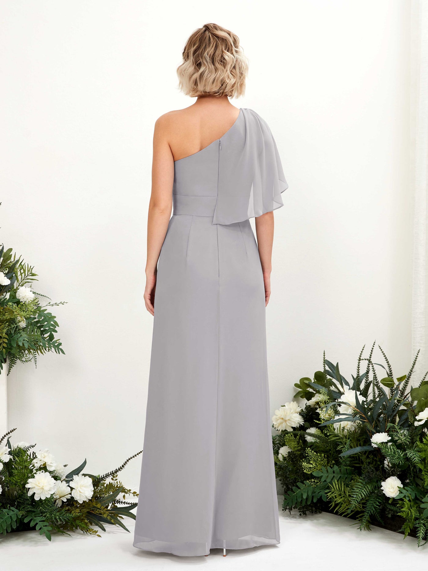 Carlyna A-Linien-Kleid One-Shoulder Bodenlang Brautjungfernkleider Taube #farbe_taube