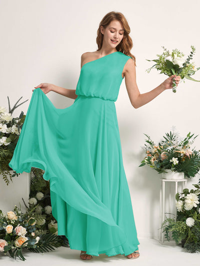 Carlyna A-Linien-Kleid One-Shoulder Bodenlang Brautjungfernkleider Tiffany-Blau #farbe_tiffany-blau