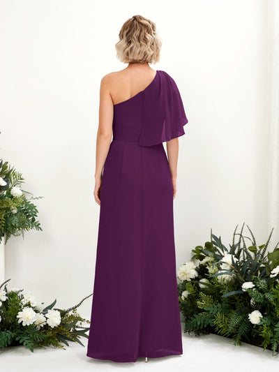 Carlyna A-Linien-Kleid One-Shoulder Bodenlang Brautjungfernkleider Traube #farbe_traube