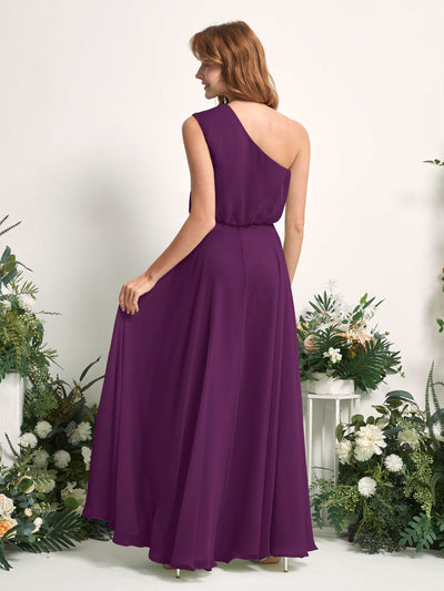 Carlyna A-Linien-Kleid One-Shoulder Bodenlang Brautjungfernkleider Traube #farbe_traube