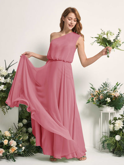 Carlyna A-Linien-Kleid One-Shoulder Bodenlang Brautjungfernkleider Wüstenrose #farbe_w-stenrose