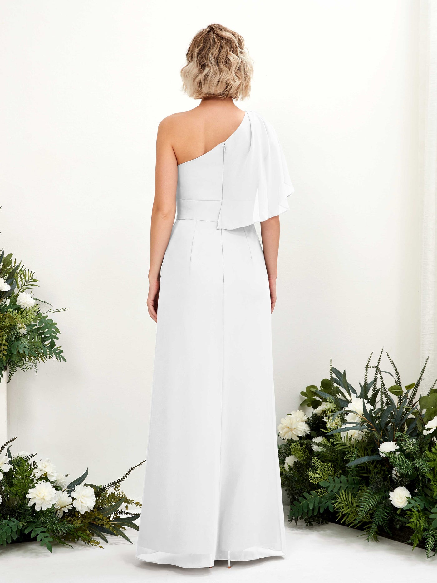 Carlyna A-Linien-Kleid One-Shoulder Bodenlang Brautjungfernkleider Weiß #farbe_wei