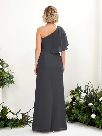 Carlyna A-Linien-Kleid One-Shoulder Bodenlang Brautjungfernkleider Zinnfarben #farbe_zinnfarben