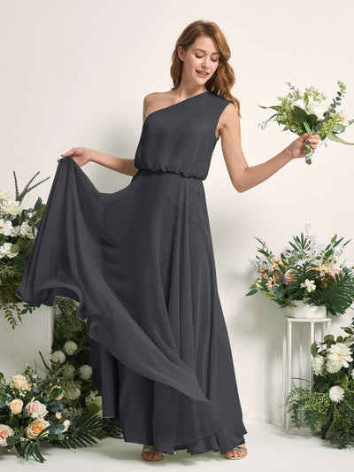 Carlyna A-Linien-Kleid One-Shoulder Bodenlang Brautjungfernkleider Zinnfarben #farbe_zinnfarben
