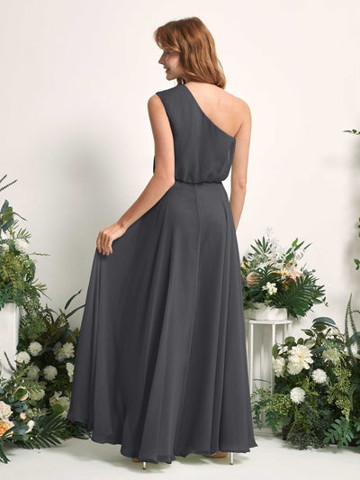 Carlyna A-Linien-Kleid One-Shoulder Bodenlang Brautjungfernkleider Zinnfarben #farbe_zinnfarben