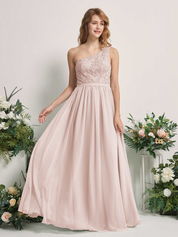 Carlyna A-Linien-Kleid One-Shoulder Bodenlang Chiffon Brautjungfernkleid Biscotti #farbe_biscotti