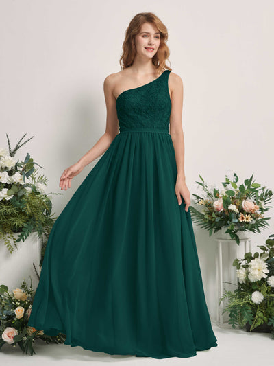 Carlyna A-Linien-Kleid One-Shoulder Bodenlang Chiffon Brautjungfernkleid Dunkelsmaragd #farbe_dunkelsmaragd