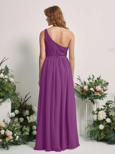 Carlyna A-Linien-Kleid One-Shoulder Bodenlang Chiffon Brautjungfernkleid Lila #farbe_lila