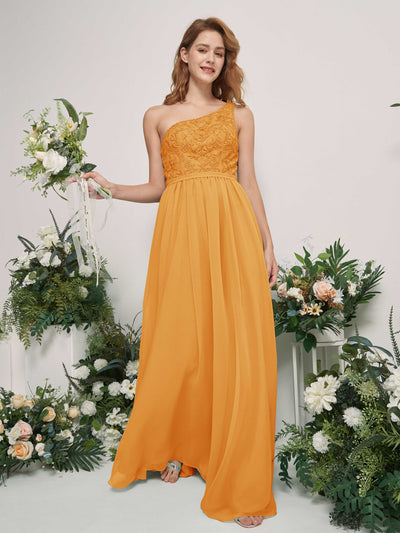 Carlyna A-Linien-Kleid One-Shoulder Bodenlang Chiffon Brautjungfernkleid Mango #farbe_mango
